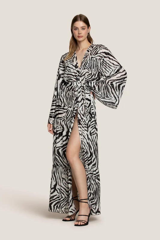KIMONO CON CINTURA ZEBRA NIGHT
