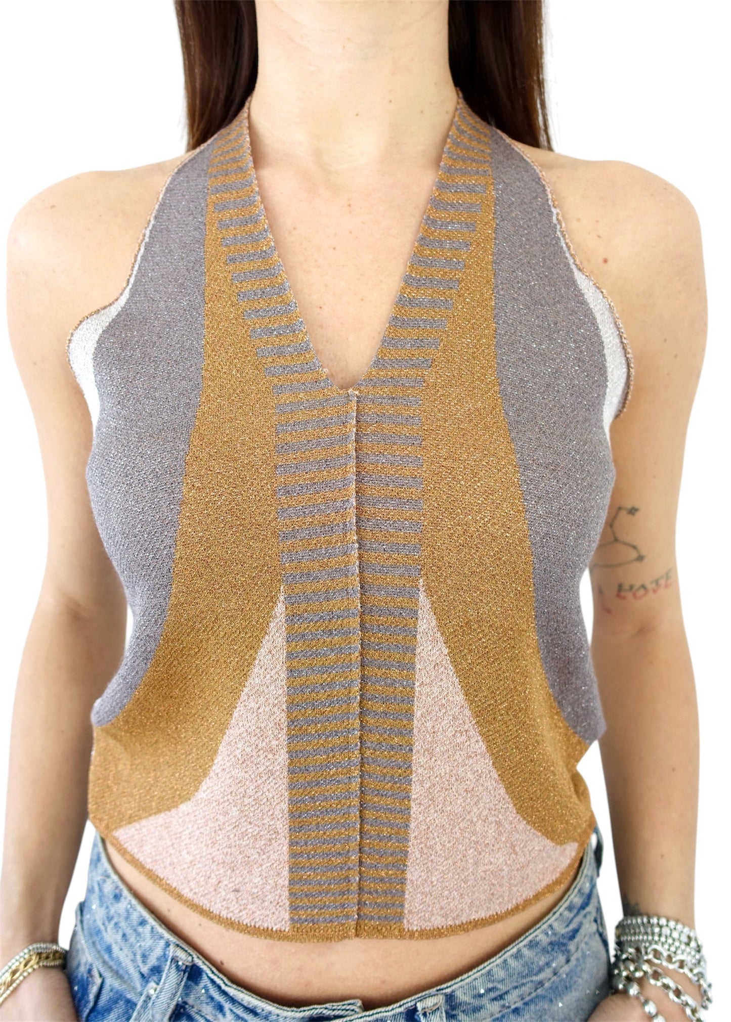 TOP SMANICATO GEOMETRICO AKEP