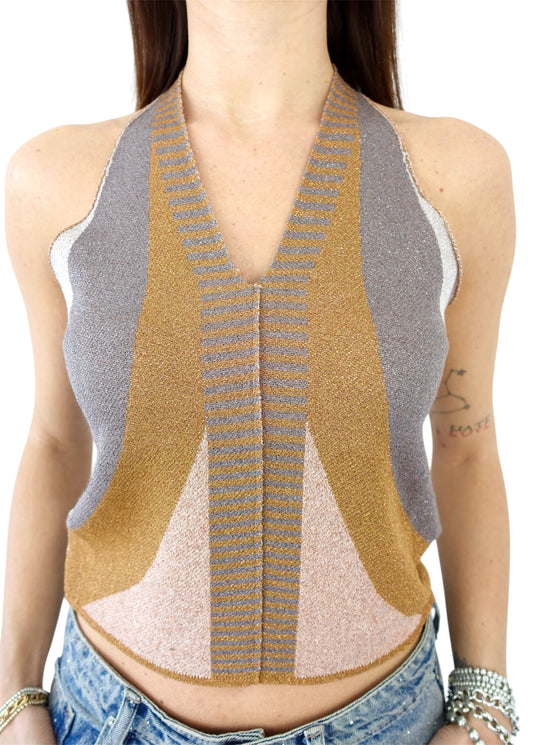 TOP SMANICATO GEOMETRICO AKEP