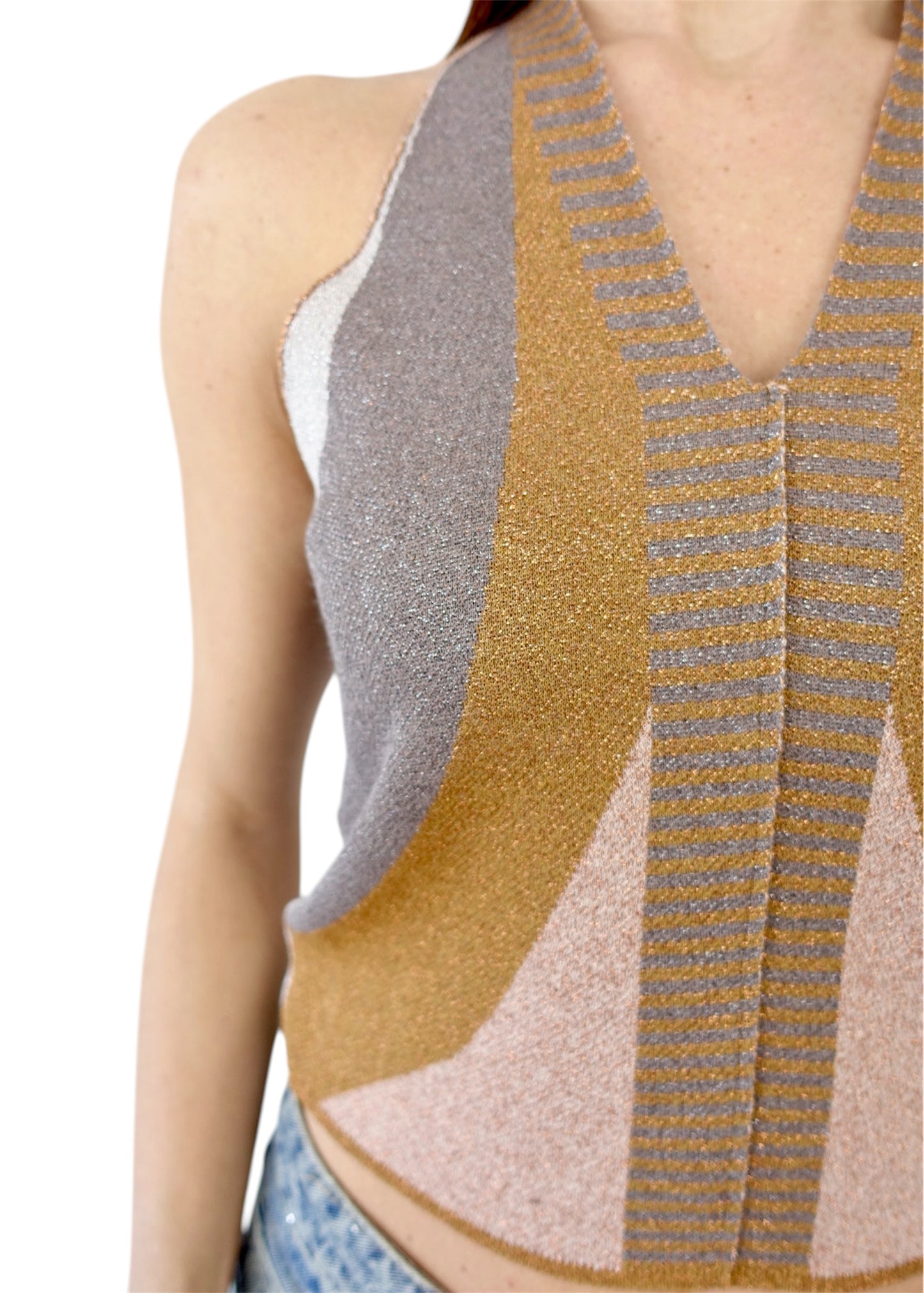 TOP SMANICATO GEOMETRICO AKEP