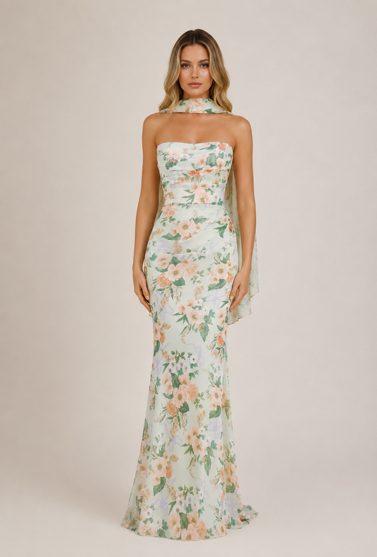 ABITO BUSTIER FLOREALE