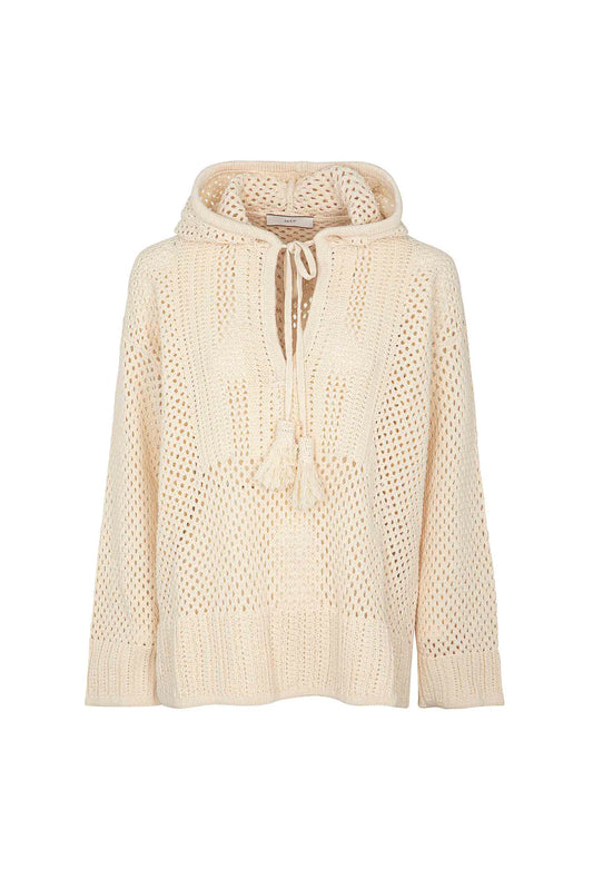 MAGLIA CROCHET CON CAPPUCCIO