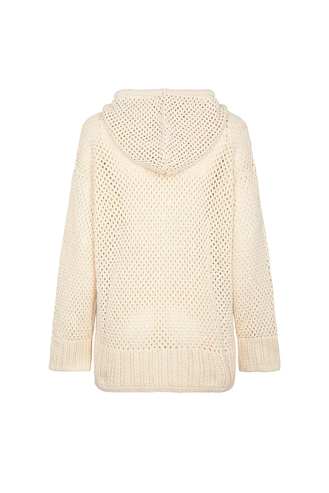 MAGLIA CROCHET CON CAPPUCCIO